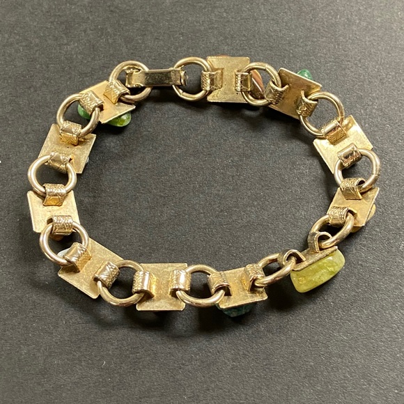Vintage Natural Stone Earthy Artsy Link Bracelet - Picture 3 of 12
